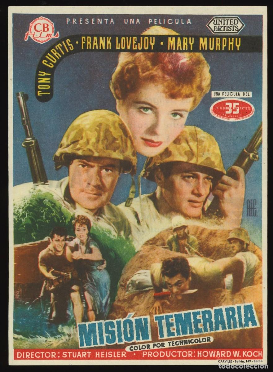 Cine: MISI&Oacute;N TEMERARIA / PROGRAMA DE CINE CON PUBLICIDAD EN TRASERA (B&Eacute;LICO) - Foto 1