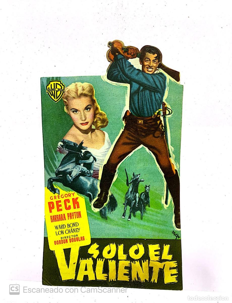 Cine: CINE-PROGRAMA DE MANO TROQUELADO - SOLO EL VALIENTE- GREGORY PECK - Foto 1