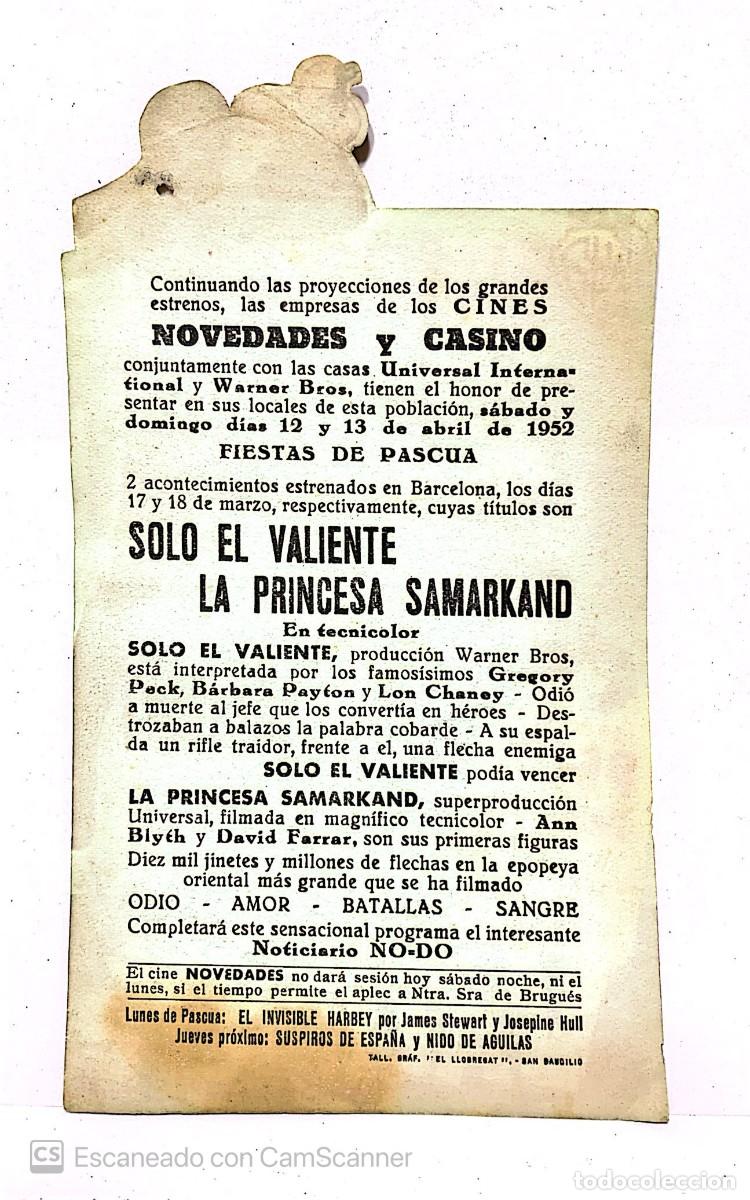 Cine: CINE-PROGRAMA DE MANO TROQUELADO - SOLO EL VALIENTE- GREGORY PECK - Foto 2
