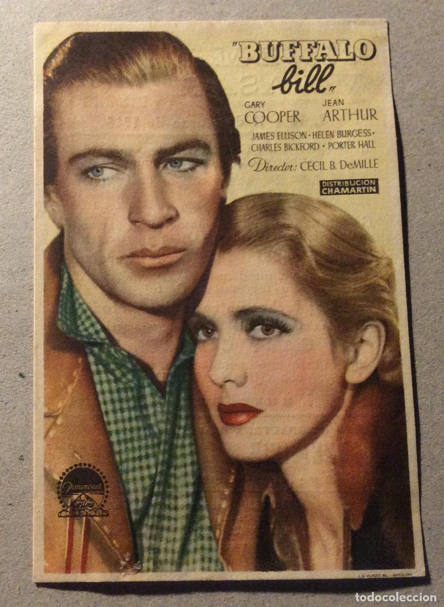 Kino: FOLLETO DE MANO BUFFALO BILL. G. COOPER. PUBLICIDAD CINE VILASAR