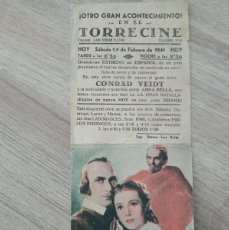  Flyers Publicitaires de films Anciens: BAJO EL MANTO ESCARLATA, CONRAD VEIDT, TORRECINE DE LAS PALMAS, 1941. Lote 380329394