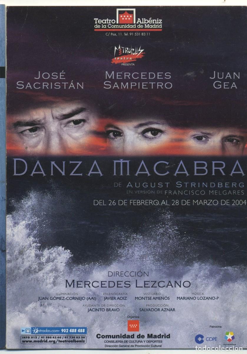  Foglietti di film di film antichi di cinema: POSTAL PROGRAMA PELICULA DANZA MACABRA EN TEATRO ALBENIZ 2004