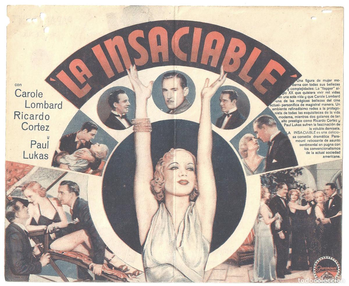 Cine: PTCC 166 LA INSACIABLE PROGRAMA DOBLE PARAMOUNT CAROLE LOMBARD - Foto 2