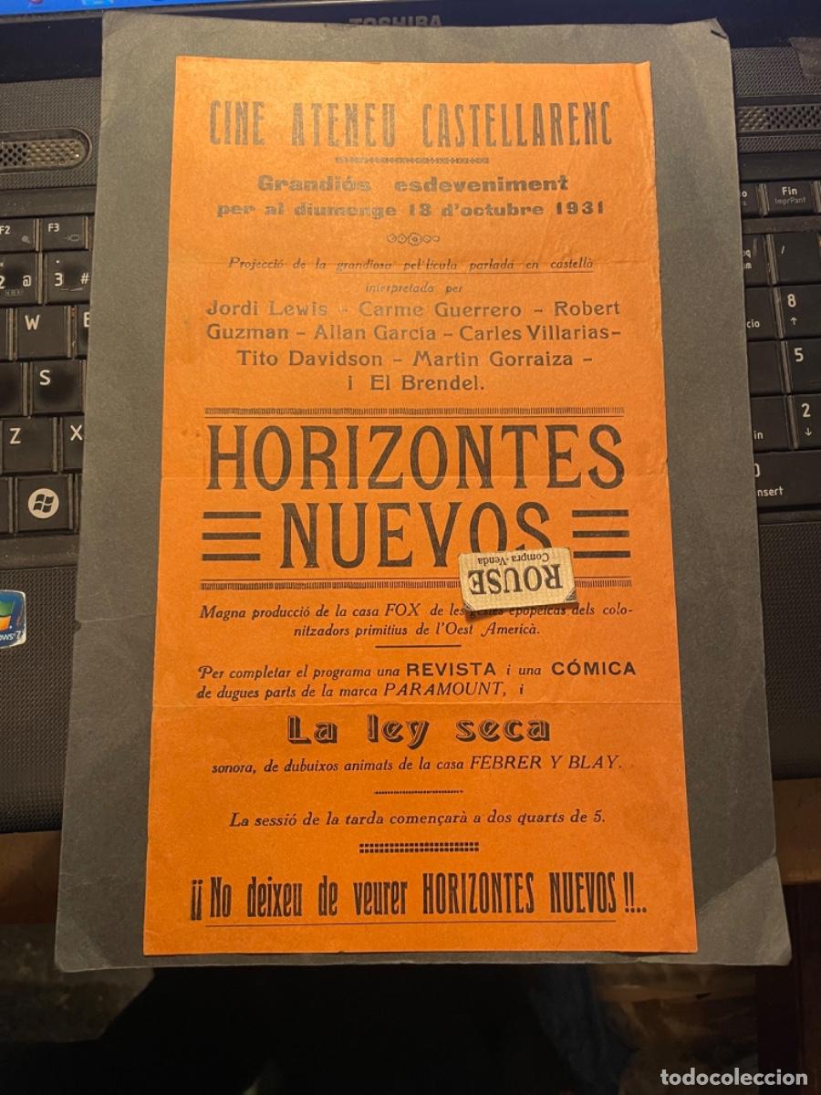 Cinema: CINE - ANTIGUO CARTEL/PROGRAMA 18 D'OCTUBRE 1931 CINE ATENEU CASTELLARENC - HORIZONTES NUEVOS - LA