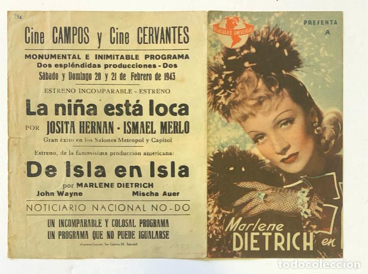 Cine: DE ISLA EN ISLA - MARLENE DIETRICH, DOBLE - Foto 3