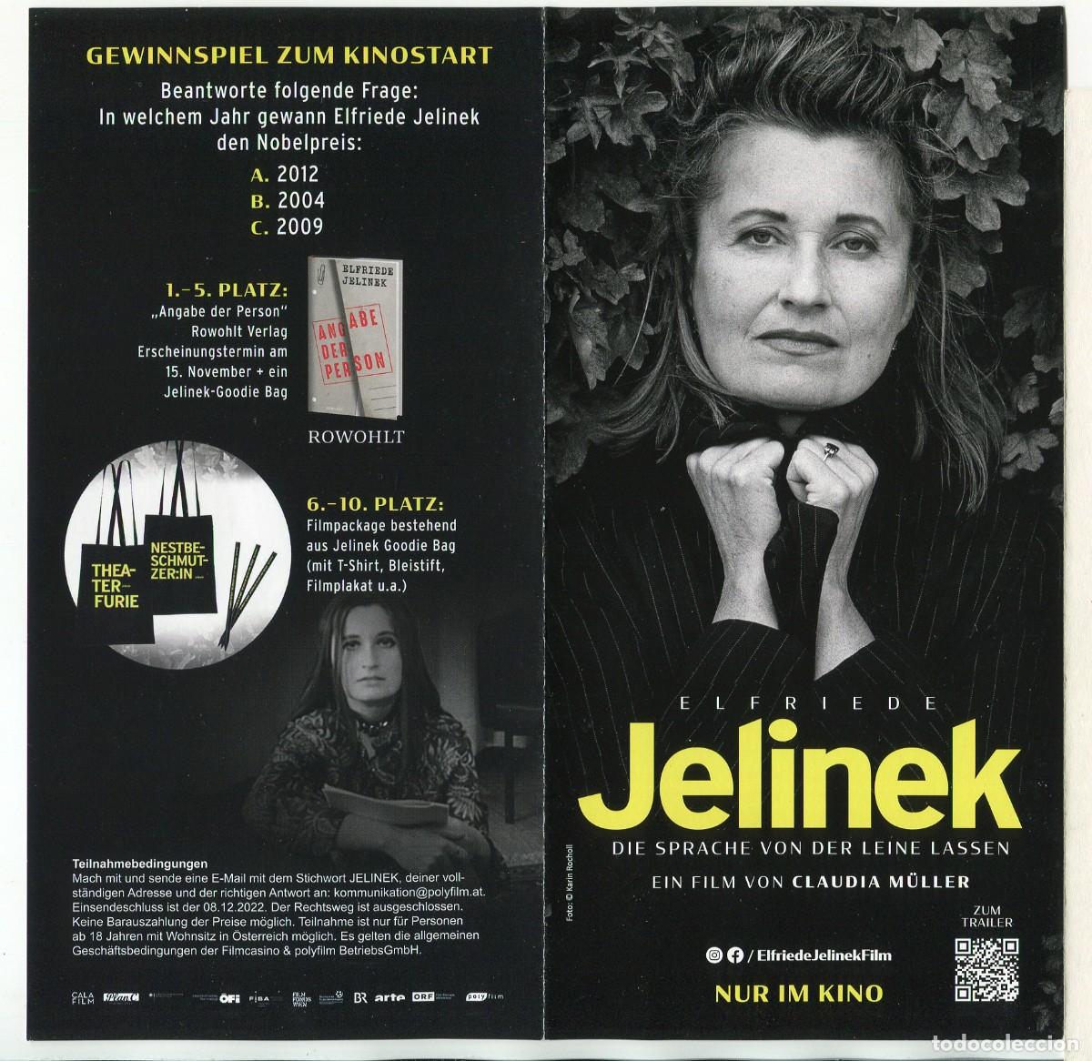 Kino: JELINEK, de Claudia M&uuml;ller. PROGRAMA AUSTRIACO. 10 X 21 cm. cerrado.