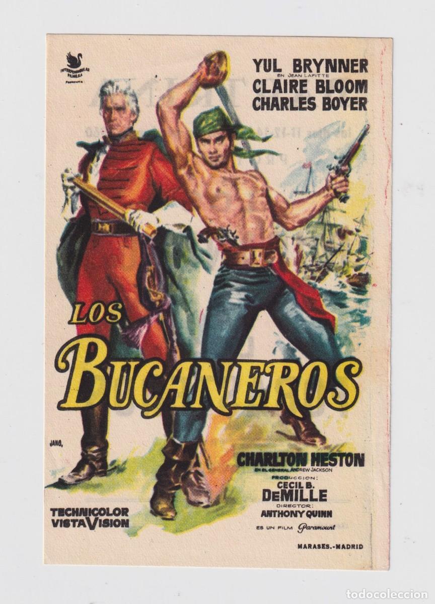 Cine: FOLLETO DE MANO LOS BUCANEROS CON YUL BRYNNER CINE BARTRINA REUS A&Ntilde;O 1960