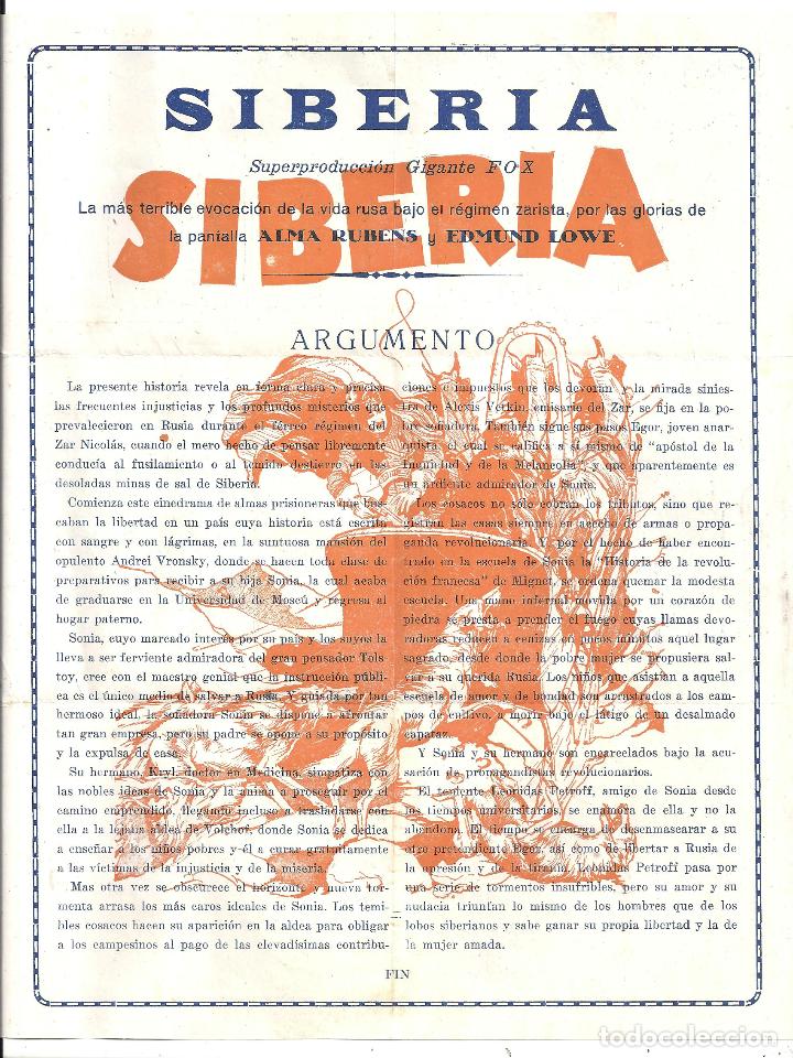 Cine: PTCC2 15 SIBERIA PROGRAMA TRIPLE FOX ALMA RUBENS EDMUND LOWE - Foto 2