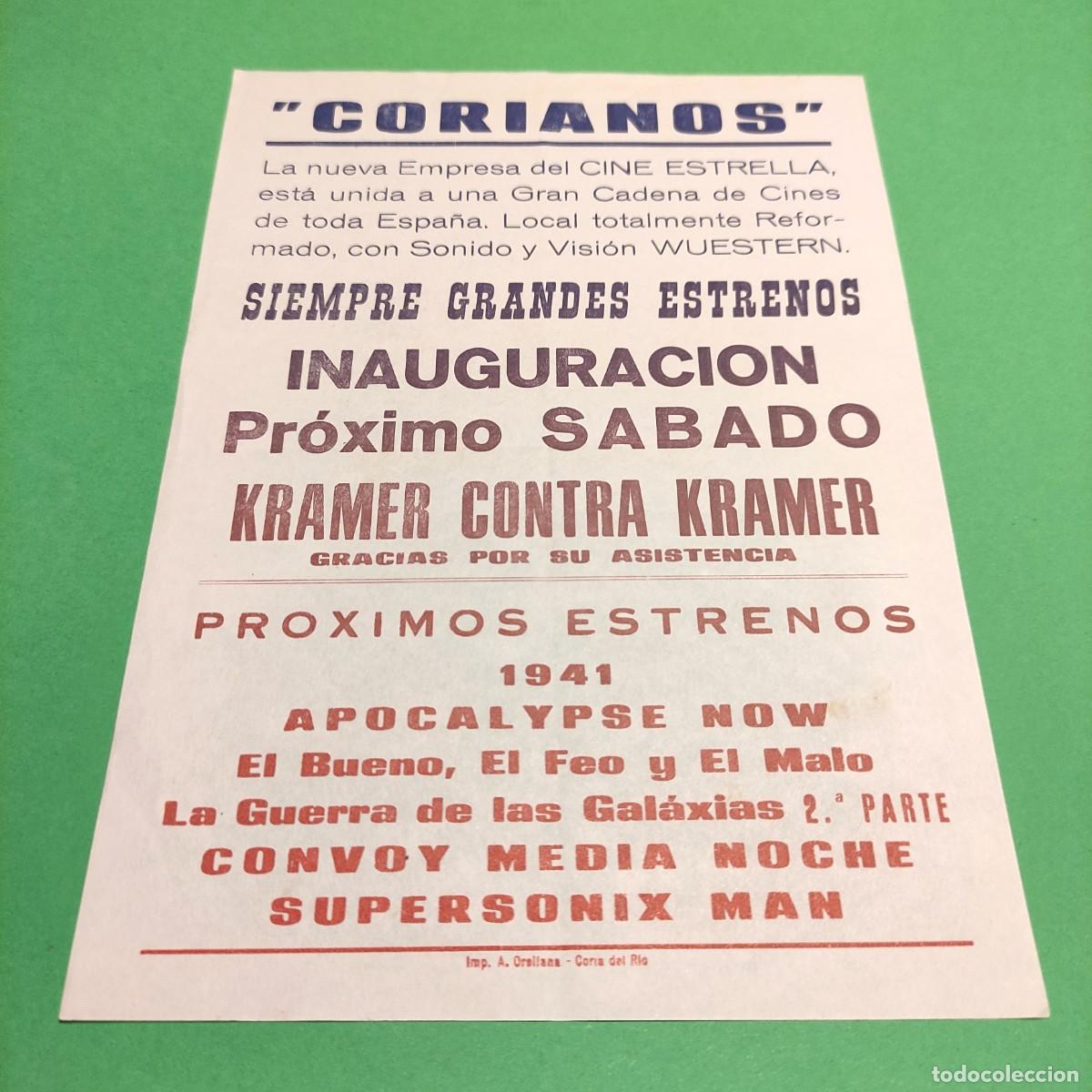 Kino: FOLLETO DE MANO * KRAMER CONTRA KRAMER * Y OTRAS .
