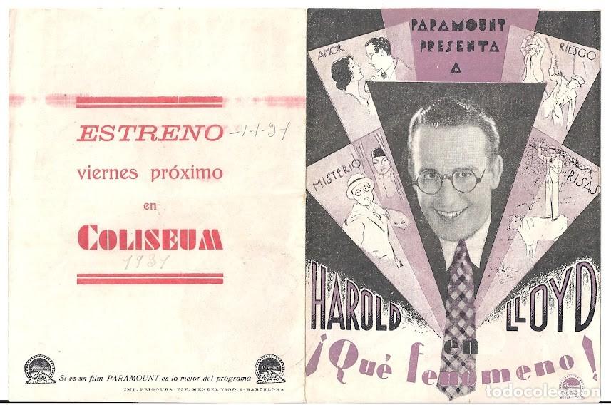 Cine: PTCC7 31 QUE FENOMENO PROGRAMA DOBLE PARAMOUNT HAROLD LLOYD - Foto 3