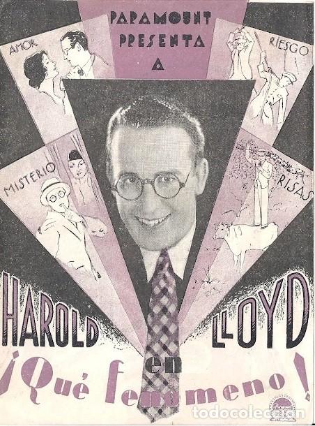 Cine: PTCC7 31 QUE FENOMENO PROGRAMA DOBLE PARAMOUNT HAROLD LLOYD - Foto 1