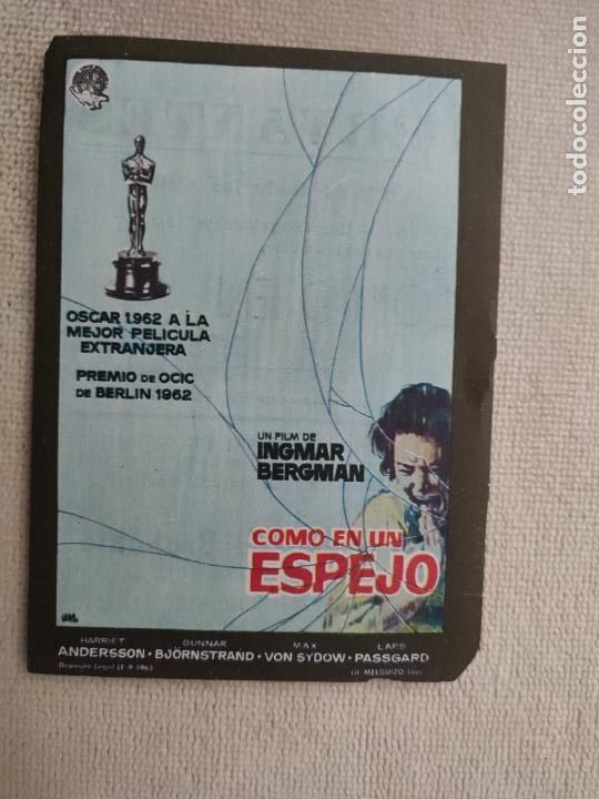 Cine: COMO EN UN ESPEJO. PROGRAMA DE CINE. PUBLICIDADEN DORSO - Foto 1