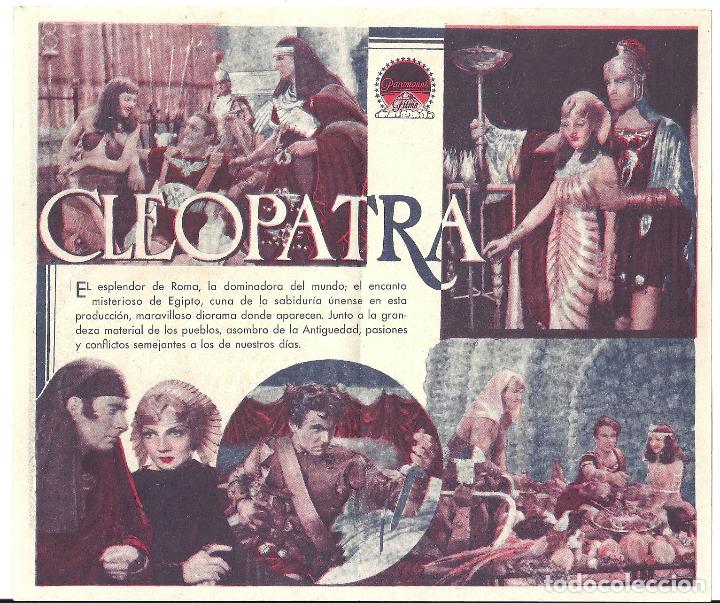 Cine: PTCC 168 CLEOPATRA PROGRAMA DOBLE PARAMOUNT CLAUDETTE COLBERT CECIL B. DEMILLE - Foto 2