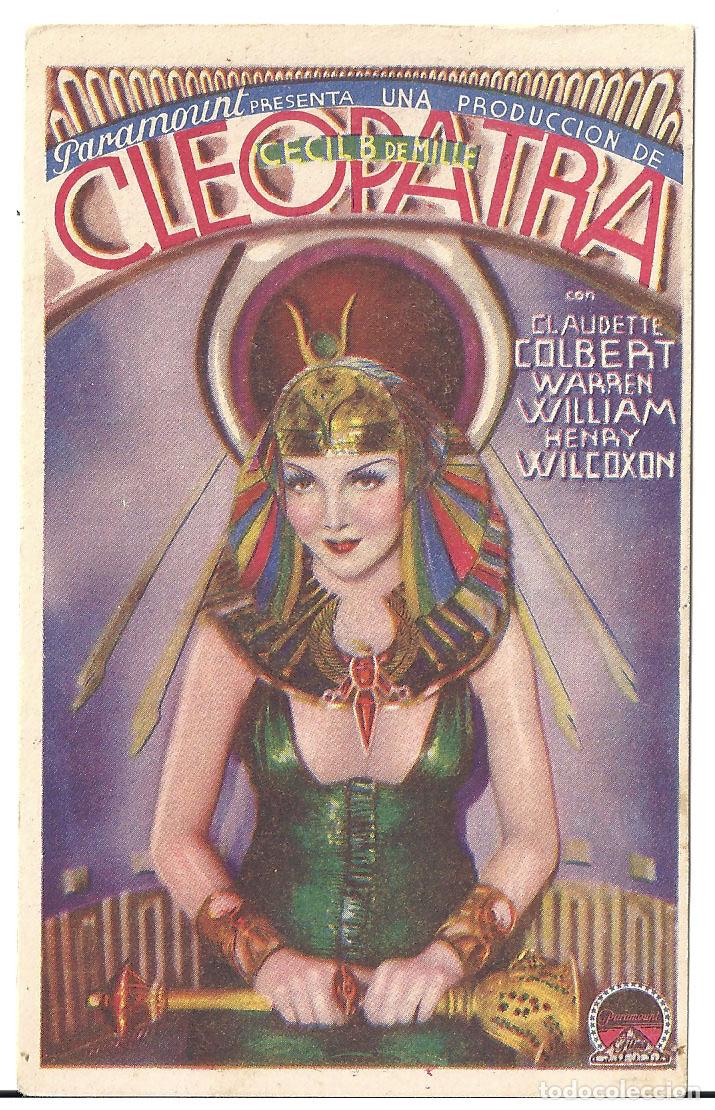 Cine: PTCC 168 CLEOPATRA PROGRAMA TARJETA PARAMOUNT CLAUDETTE COLBERT CECIL B. DEMILLE - Foto 1