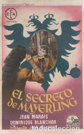 Folhetos de m&atilde;o de filmes antigos de cinema: PROGRAMA DE CINE. EL SECRETO DE MAYERLING PC-6287
