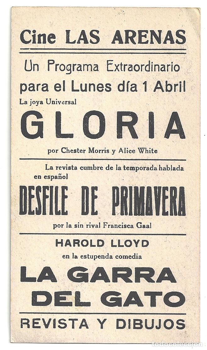 Cine: PTCC7 22 LA GARRA DEL GATO PROGRAMA TARJETA FOX HAROLD LLOYD - Foto 2