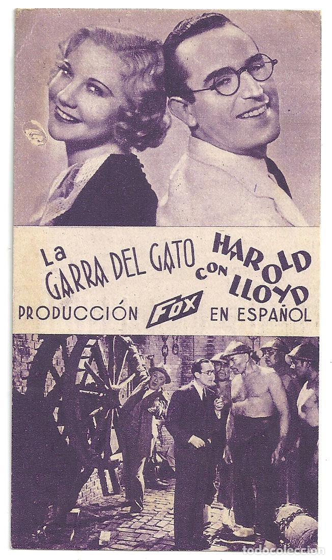 Cine: PTCC7 22 LA GARRA DEL GATO PROGRAMA TARJETA FOX HAROLD LLOYD - Foto 1