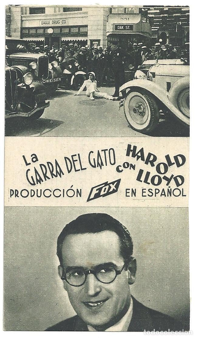 Cine: PTCC7 22 LA GARRA DEL GATO PROGRAMA TARJETA FOX HAROLD LLOYD - Foto 1