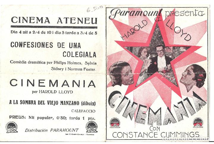 Cine: PTCC7 22 CINEMANIA PROGRAMA DOBLE PARAMOUNT HAROLD LLOYD CONSTANCE CUMMINGS - Foto 1