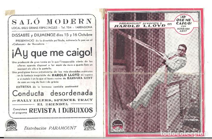 Cine: PTCC7 22 AY QUE ME CAIGO PROGRAMA DOBLE PARAMOUNT HAROLD LLOYD BARBARA KENT - Foto 1