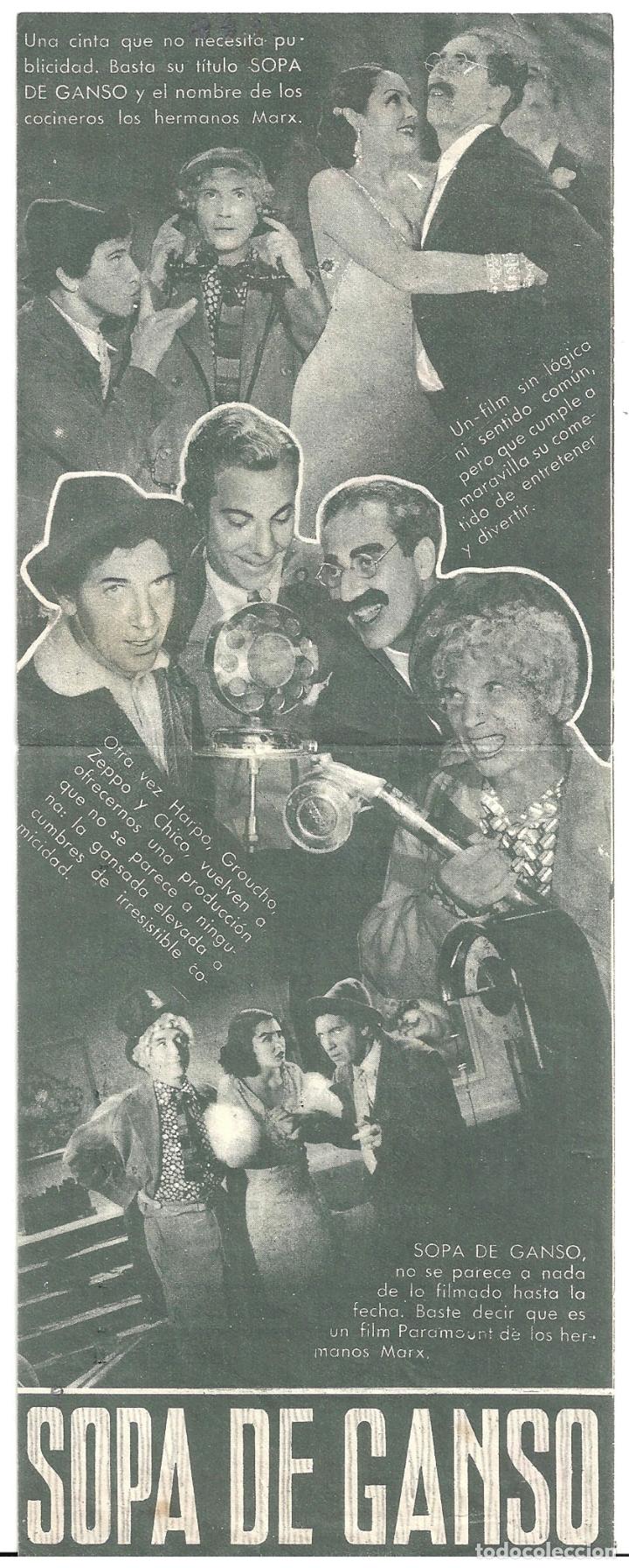 Cine: PTCC7 22 SOPA DE GANSO PROGRAMA DOBLE PARAMOUNT HERMANOS MARX - Foto 2