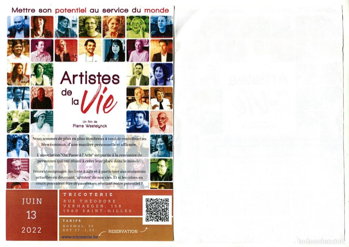  Flyers Publicitaires de films Anciens: ARTISTES DE LA VIE, de Pierre Westelynck. 15 X 21 cms.