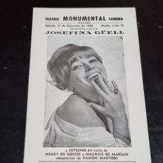 Cine: PROGRAMA DE MANO - JOSEFINA GUELL - ESPOSA DE CIRCUMSTANCIES 1968. Lote 387949094