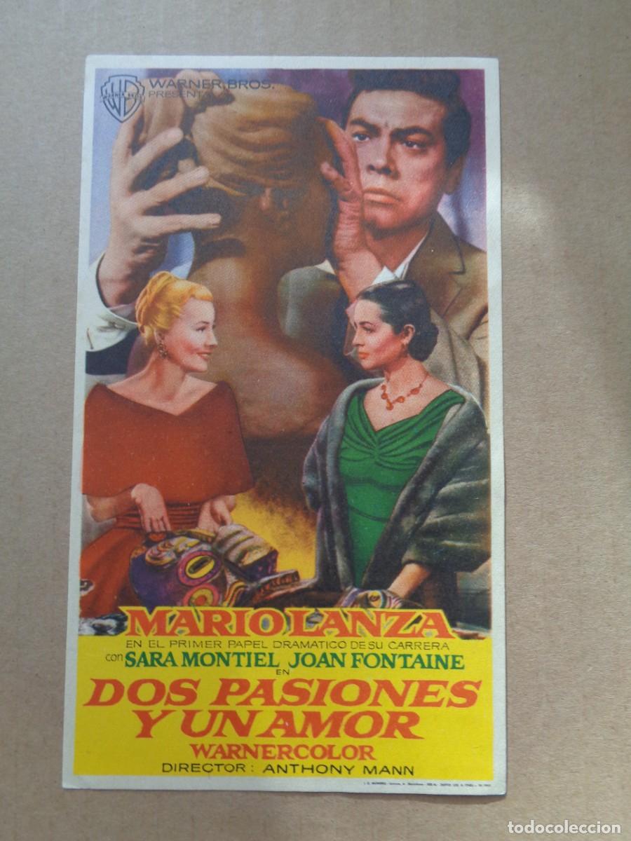 Cine: DOS PASIONES Y UN AMOR PROGRAMA SENCILLO WARNER SARA MONTIEL MARIO LANZA JOAN FONTAINE