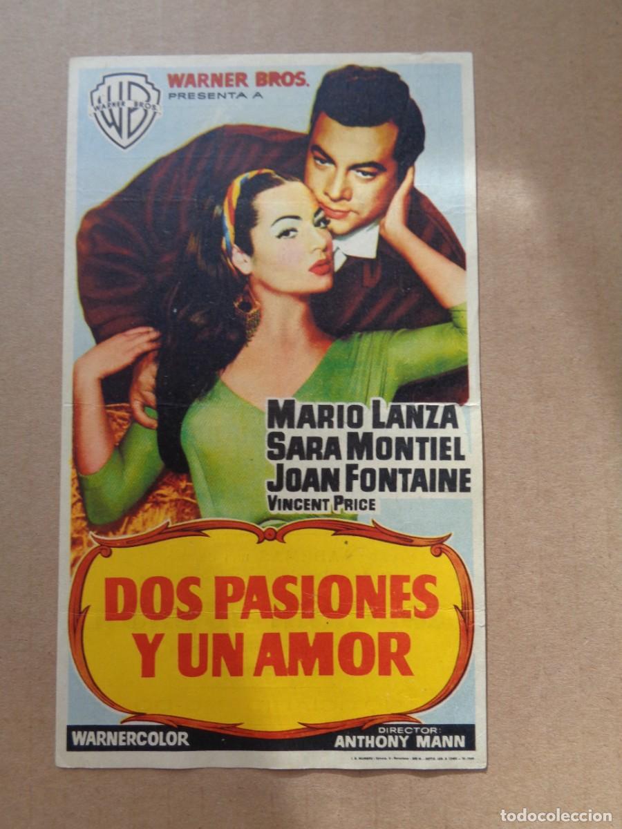 Cine: DOS PASIONES Y UN AMOR PROGRAMA SENCILLO WARNER SARA MONTIEL MARIO LANZA JOAN FONTAINE