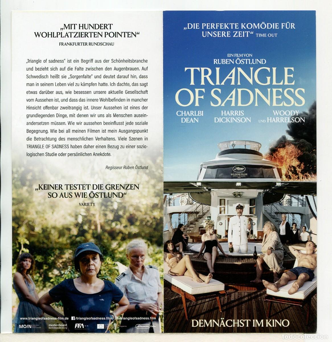 Cinema: TRIANGLE OF SADNESS, con Woody Harrelson. PROGRAMA AUSTRIACO. 10 X 21 cm. cerrado.