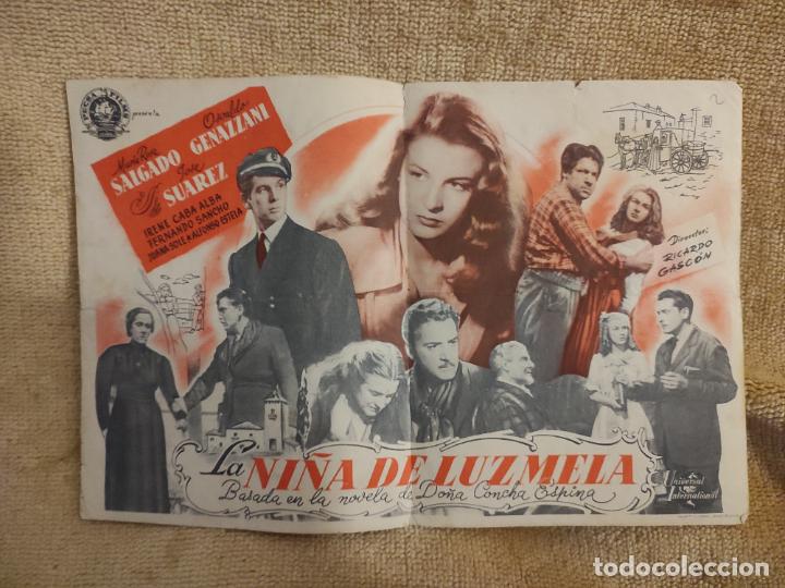 Cine: LA NI&Ntilde;A DE LUZMELA. PROGRAMA DE CINE DOBLE. CON PUBLICIDAD AL DORSO