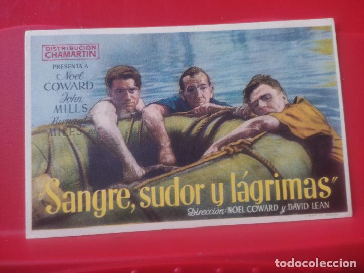  Foglietti di film di film antichi di cinema: SANGRE SUDOR LAGRIMAS PROGRAMA FOLLETO MANO SIN PUBLICIDAD A&Ntilde;OS 40