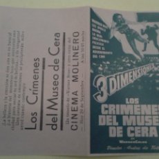 Cine: LOS CRIMENES DEL MUSEO DE CERA 3D V. PRICE ORIGINAL DOBLE C.P. CINEMA MOLINERO BUEN ESTADO. Lote 390443964
