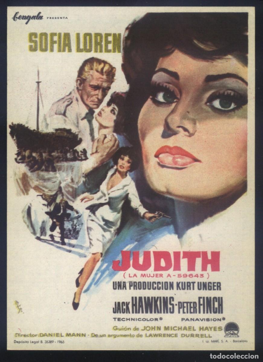  Foglietti di film di film antichi di cinema: Q-10838- Judith (La Venus de la ira) Sophia Loren - Peter Finch - Jack Hawkins - Hans Verner