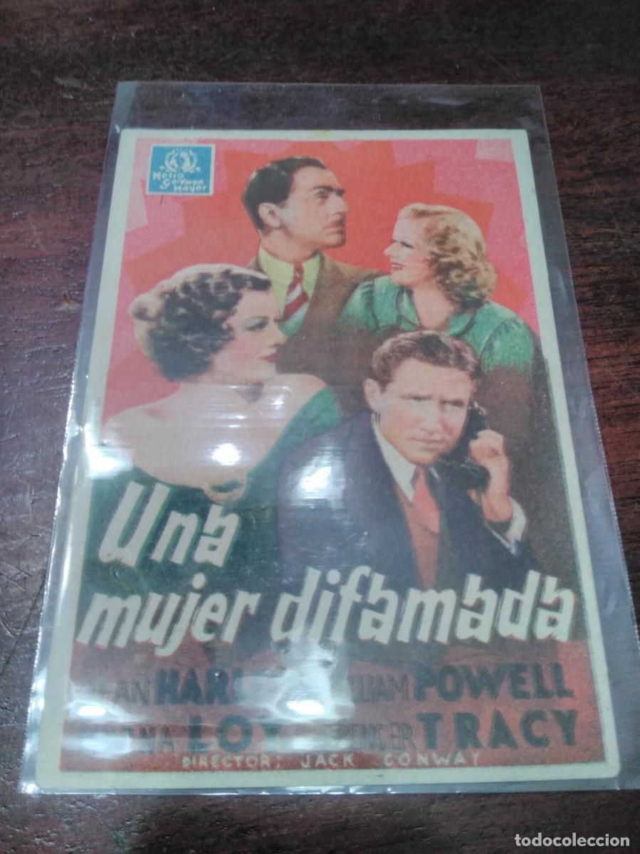Cine: programa o folleto de mano cine una mujer difamada - Foto 1