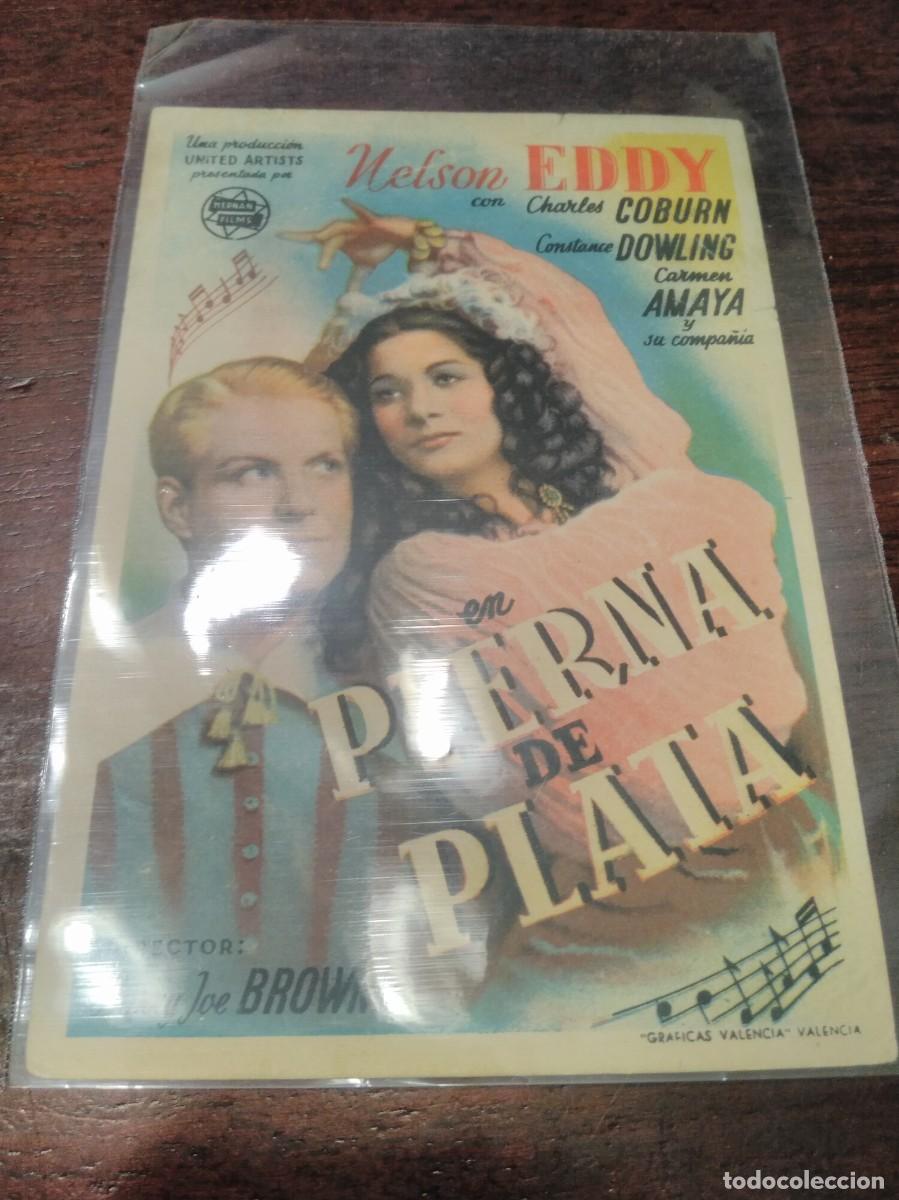 Cine: programa o folleto de mano cine en pierna de plata - Foto 1