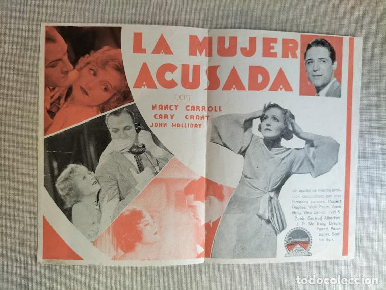 Cine: PTCC 173 LA MUJER ACUSADA PROGRAMA DOBLE PARAMOUNT CARY GRANT NANCY CARROLL naranja - Foto 2