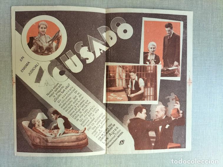 Cine: PTCC 173 ACUSADO PROGRAMA DOBLE UNIVERSAL LEW AYRES GENEVIEVE TOBIN - Foto 2