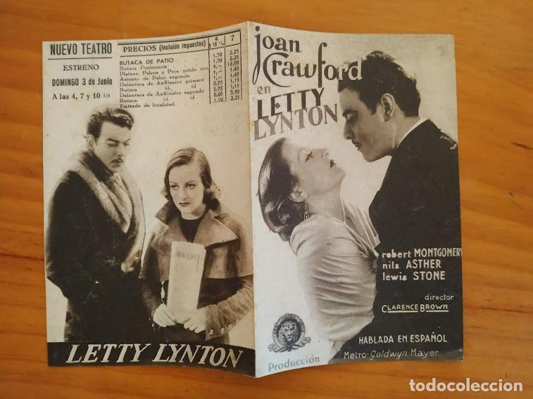 Cine: PTCC2 17 LETTY LYNTON PROGRAMA DOBLE MGM JOAN CRAWFORD ROBERT MONTGOMERY - Foto 1
