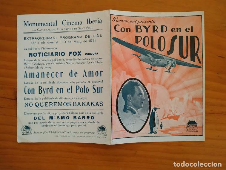 Cine: PTCC2 17 CON BYRD EN EL POLO SUR PROGRAMA DOBLE PARAMOUNT RICHARD E. BYRD DOCUMENTAL A - Foto 1