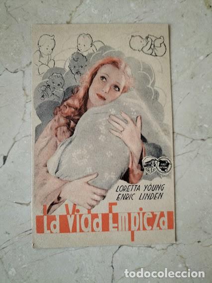 Cine: PTCC2 17 LA VIDA EMPIEZA PROGRAMA TARJETA WARNER LORETTA YOUNG ERIC LINDEN - Foto 1
