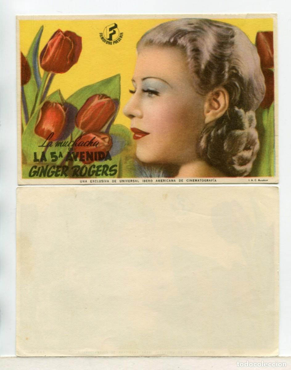  Foglietti di film di film antichi di cinema: LA MUCHACHA DE LA 5&ordf; AVENIDA, con Ginger Rogers.