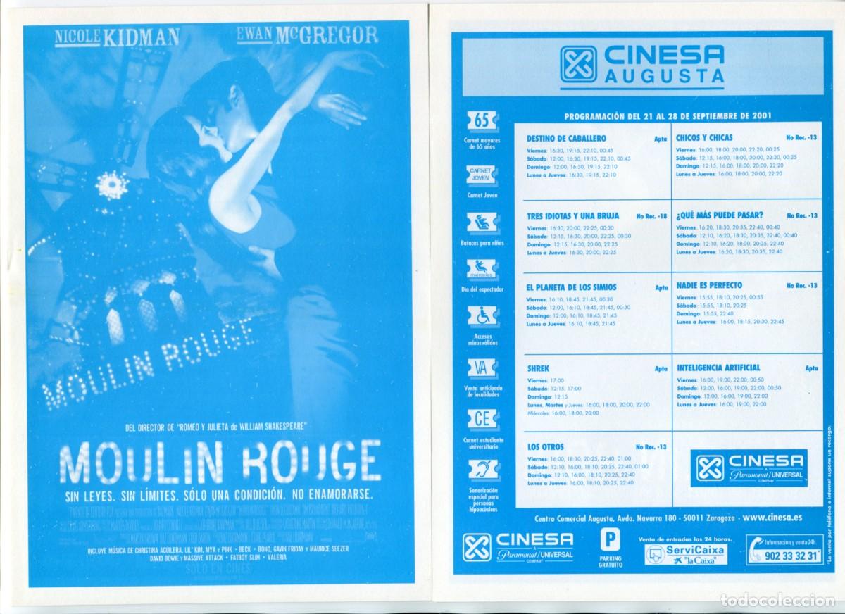 Cine: MOULIN ROUGE, con Nicole kidman. 15 X 21 cms. PROGRAMA DE CINESA. - Foto 1