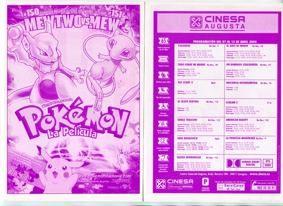 Cine: POKEM&Oacute;N, LA PEL&Iacute;CULA. 15 X 21 cms. PROGRAMA DE CINESA. - Foto 1