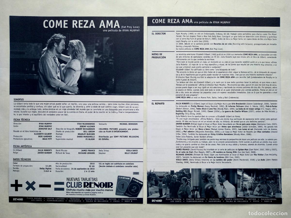  Foglietti di film di film antichi di cinema: COME, REZA, AMA, con Javier Bardem. 20,5 X 29,5 cms. PROGRAMA DE LOS RENOIR.
