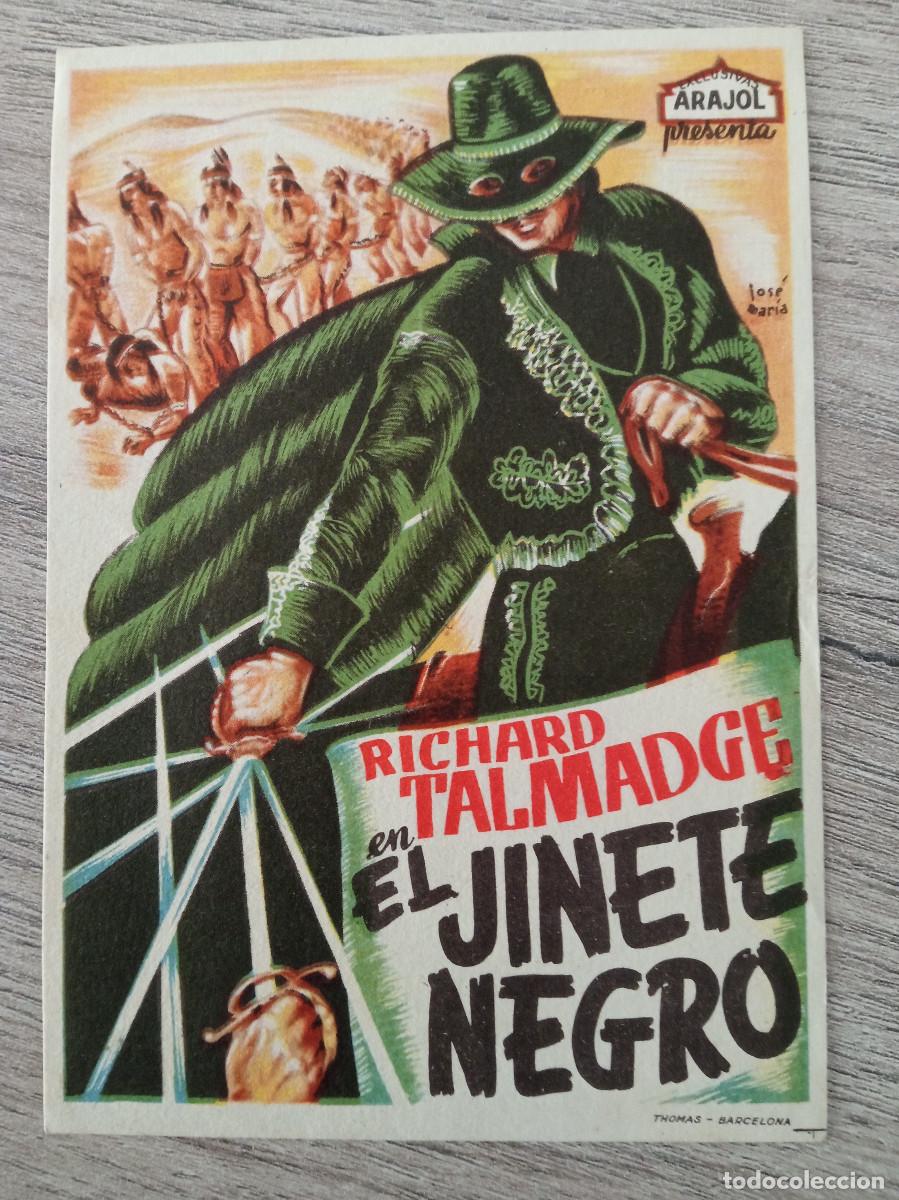 Folhetos de m&atilde;o de filmes antigos de cinema: EL JINETE NEGRO, RICHARD TALMADGE, ARAJOL