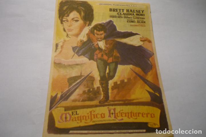 Folhetos de m&atilde;o de filmes antigos de cinema: programa el magnifico aventurero .- brett halsey publicidad