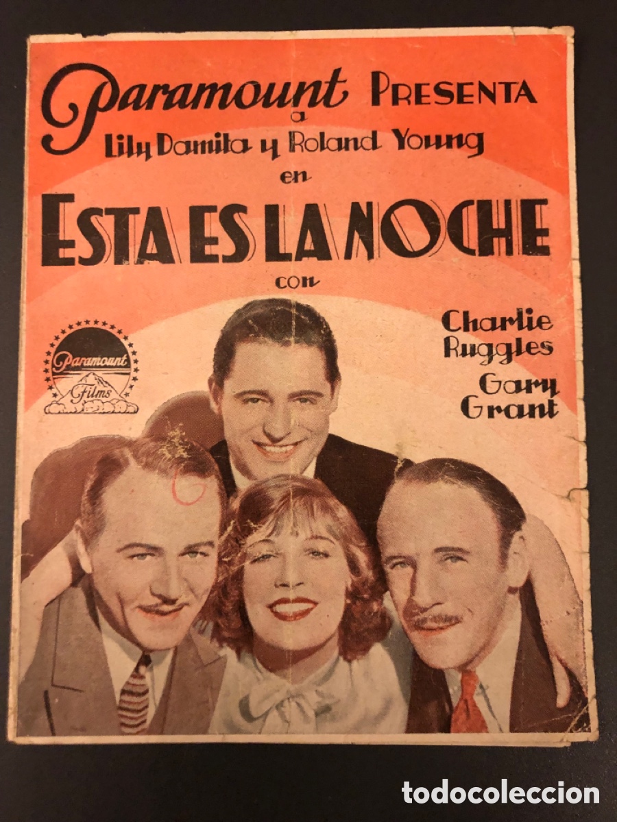 Cine: Programa paramount esta es la noche Lili damita cary grant con publicidad ideal cinema