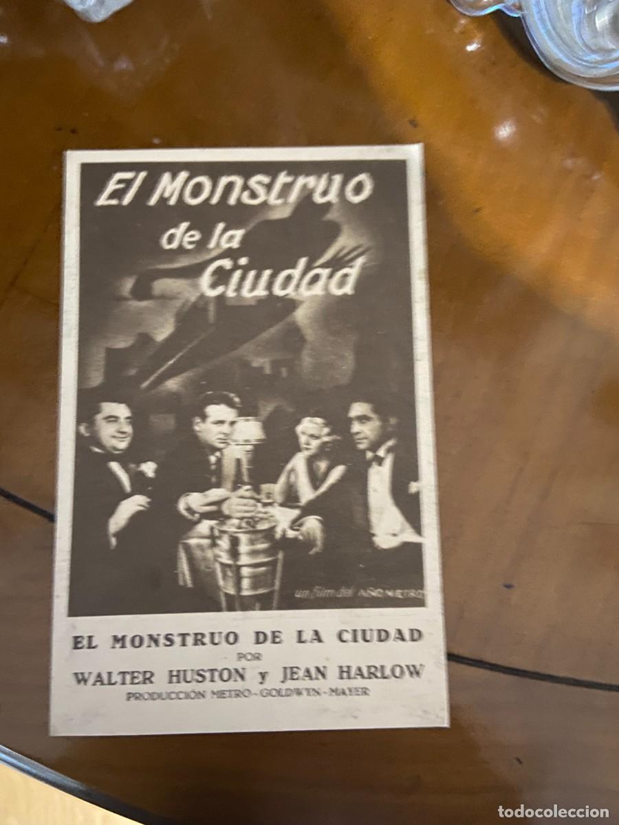  Flyers Publicitaires de films Anciens: el monstruo de la ciudad programa de carton nuevo con publicidad