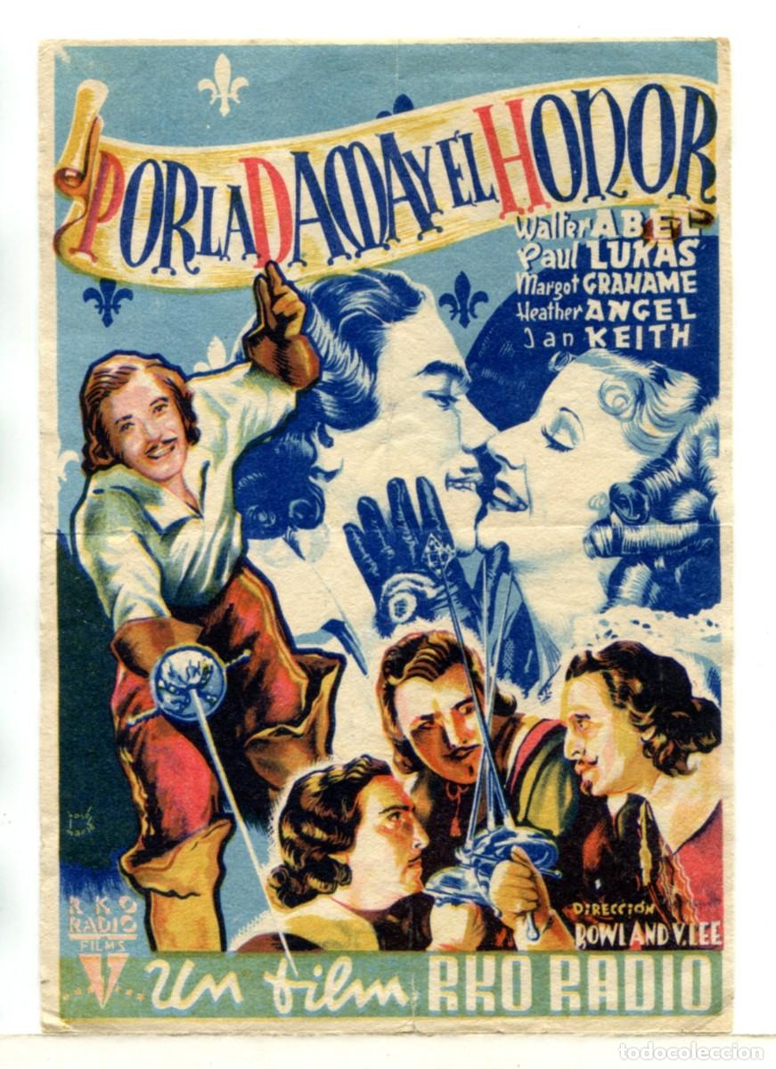  Flyers Publicitaires de films Anciens: POR LA DAMA Y EL HONOR, con Paul Lucas.